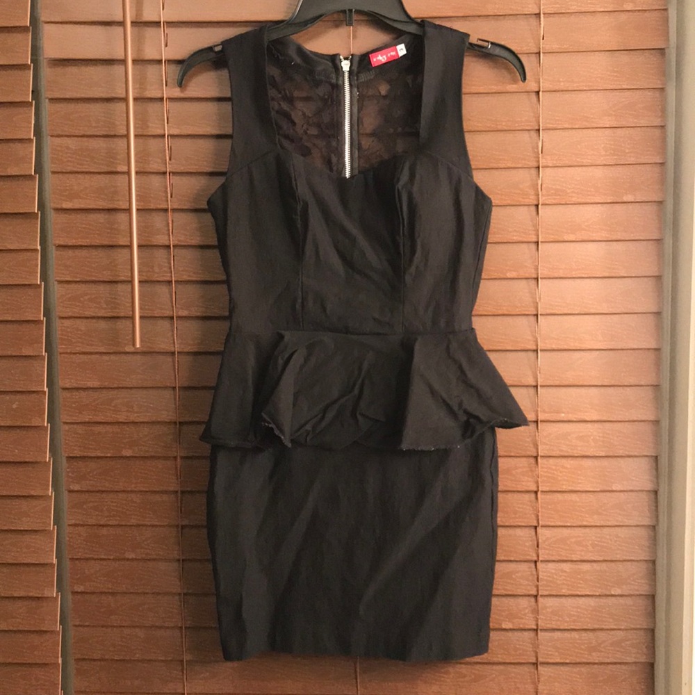 Black peplum mini dress